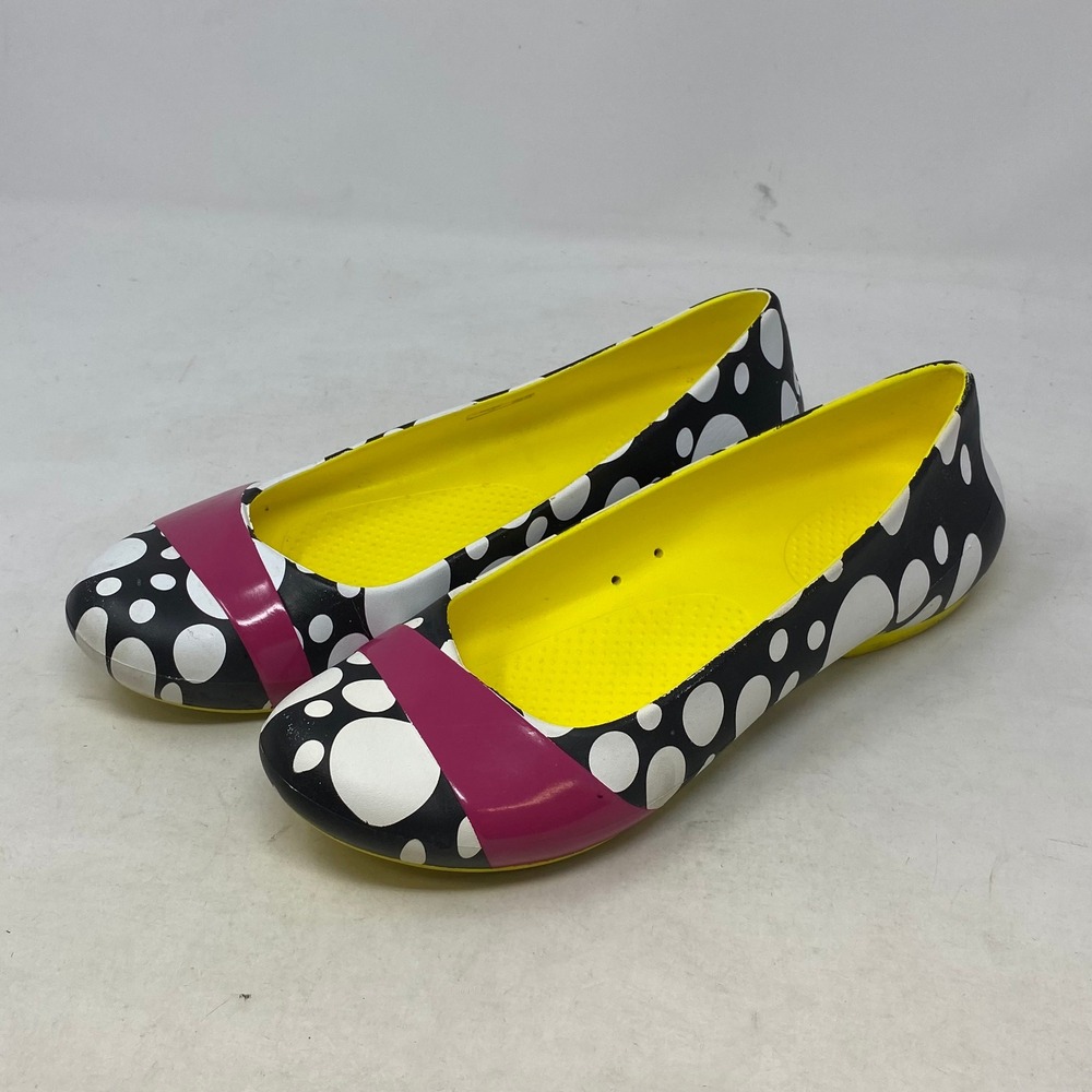 Crocs Kadee Polka Dot Ballet Flats Black White Pink Yellow 16334 Womens 10